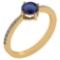 0.97 Ctw Blue Sapphire And Diamond 14k Yellow Gold Halo Ring