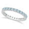 Aquamarine Eternity Stackable Ring Guard Band 14K White Gold 0.50ctw