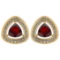 1.42 Ctw Garnet And Diamond 14k Yellow Gold Stud Earrings