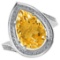 Certified 2.71CTW Genuine Citrine And Diamond 14K White Gold Ring