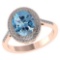 Certified 3.12 CTW Genuine Aquamarine And Diamond 14K Rose Gold Ring