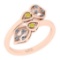 0.28 Ctw i2/i3 Treated Fancy Yellow and White Diamond 14K Rose Gold Bypass Style Engagement Ring