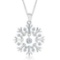 Snowflake Shaped Diamond Pendant Necklace 14k White Gold 0.20ctw