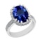 Certified 6.81 Ctw VS/SI1 Tanzanite And Diamond 14k White Gold Vintage Style Ring
