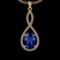 5.71 Ctw VS/SI1 Tanzanite And Diamond 10K Yellow Gold Vintage Style Pendant