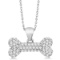 Pave Diamond Dog Bone Pendant Necklace 14K White Gold 0.80ctw