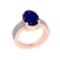 4.80 Ctw I2/I3 Blue Sapphire And Diamond 14K Rose Gold Engagement Ring