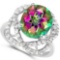 Certified 1.90 Ctw. Genuine Mystic Topaz And Diamond 14K White Gold Ring