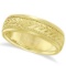 Hand Engraved Wedding Band Carved Ring in 14k Yellow Gold 4.5mm