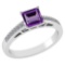 0.98 Ctw SI2/I1 Amethyst And Diamond 14K White Gold Rings