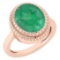 Certified 5.05 Ctw Emerald 14K Rose Gold Solitaire Ring MADE IN USA