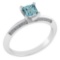 0.89 Ctw SI2/I1 Aquamarine And Diamond 14K White Gold Rings