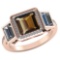 Certified 2.75 CTW Genuine Smoky Quartz And Diamond 14K Rose Gold Ring