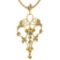 Certified 1.68 Ctw I2/I3 Yellow Sapphire And Diamond 14K Yellow Gold Victorian Style Necklace