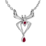 Certified 0.32 Ctw Ruby And Diamond Spider Necklace 14k White Gold (VS/SI1) MADE IN USA