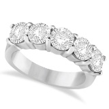 Five Stone Diamond Ring Anniversary Band 14k White Gold 3.00ctw