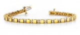 14K YELLOW GOLD 1 CTW G-H SI2/SI3 ALTERNATING DIAMOND BLOCK TENNIS BRACELET