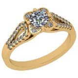 Certified 0.75 Ctw I2/I3 Diamond 10K Yellow Gold Vintage Style Wedding Ring
