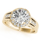 CERTIFIED 18K YELLOW GOLD .77 CTW J-K/VS-SI1 DIAMOND HALO ENGAGEMENT RING