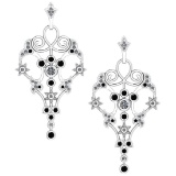 Certified 0.61 Ctw I2/I3 Treated Fancy Black And White Diamond 14K White Gold Victorian Style Earrin