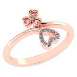 Certified .07 Ctw Diamond 14k Rose Gold Heart shape Ring