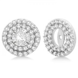 Double Halo Diamond Earring Jackets for 9mm Studs 14k White Gold 0.85ctw
