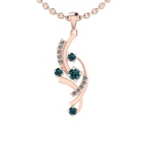 0.70 Ctw i2/i3 Treated fancy blue Diamond 14K Rose Gold Pendant Necklace