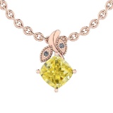 Certified 0.61 Ct GIA Certified Natural Fancy Yellow Diamond and White Diamond 14K Rose Gold Pendant