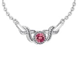 Certified 1.16 Ctw Pink Tourmaline And Diamond Necklace For Beautiful Ladies 14K White Gold (VS/SI1)
