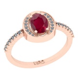 0.95 Ctw SI2/I1 Ruby And Diamond 14K Rose Gold Ring