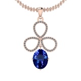 Certified 4.49 Ctw VS/SI1 Tanzanite And Diamond 14k Rose Gold Victorian Style Necklace