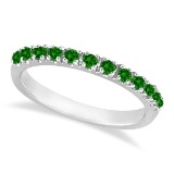 Emerald Semi-Eternity Band Stackable Ring in 14K White Gold 0.50 ctw