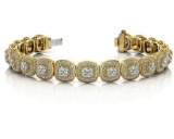 14KT YELLLOW GOLD 3 CTW G-H VS2/SI1 VINTAGE INSPIRED FANCY DIAMOND BRACELET