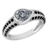 Certified 1.72 Ctw I2/I3 Treated Fancy Black And White Diamond 14K White Gold Vintage Style Annivers