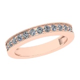 Certified 0.45 Ctw SI2/I1 Diamond 14K Rose Gold Victorian Style Simple Band Ring