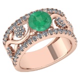 Certified 2.00 Ctw Emerald And Diamond Ladies Fashion Halo Ring 14K Rose Gold (VS/SI1) MADE IN USA