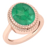 Certified 5.05 Ctw Emerald 14K Rose Gold Solitaire Ring MADE IN USA