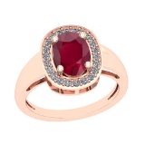 2.22 Ctw VS/SI1 Ruby And Diamond 14K Rose Gold Vintage Style Ring