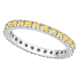 Fancy Yellow Canary Diamond Eternity Ring Band 14K White Gold 0.51ctw