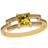 0.90 Ctw I2/I3 Citrine And Diamond 10K Yellow Gold Ring