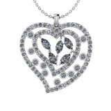 2.96 Ctw SI2/I1 Diamond Prong & Bezel Set 14K White Gold Valentine's Day special Pendant