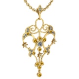 Certified 1.68 Ctw I2/I3 Yellow Sapphire And Diamond 14K Yellow Gold Victorian Style Necklace
