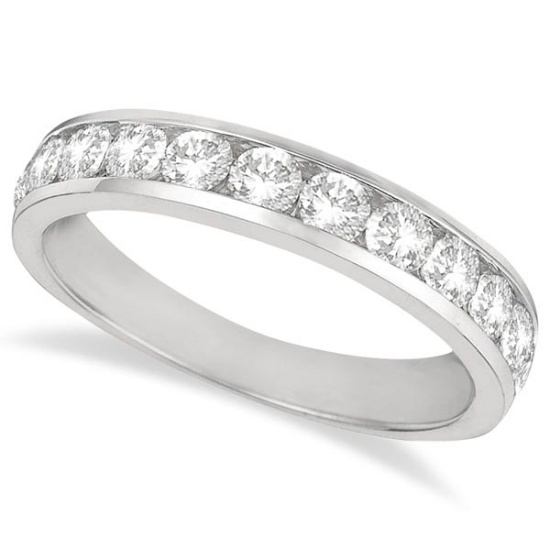 Channel-Set Diamond Anniversary Ring Band 14k White Gold 1.05ctw