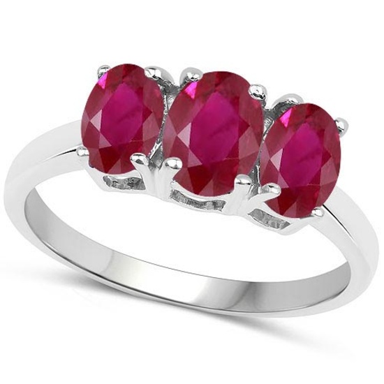 4.30 CTW Genuine Ruby And 14K White Gold Rings