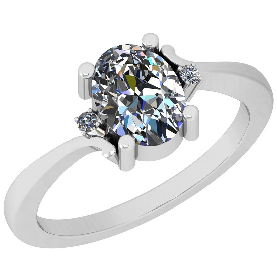 Certified 1.05 Ctw I2/I3 Diamond 14K White Gold Engagement Ring