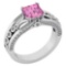 Certified 1.53 Ctw Pink Touramaline And Diamond Wedding/Engagement Style 14k White Gold Halo Ring MA