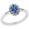 0.64 Ctw I2/I3 sapphire And Diamond 10K White Gold Promises Ring