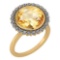 Certified 5.95 Ctw Citrine And Diamond VS/SI1 Halo Ring 14K Yellow Gold MADE IN USA