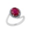 2.80 Ctw I2/I3 Ruby And Diamond 14K White Gold Engagement Halo Ring