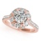 CERTIFIED 18K ROSE GOLD 1.51 CTW J-K/VS-SI1 DIAMOND HALO ENGAGEMENT RING